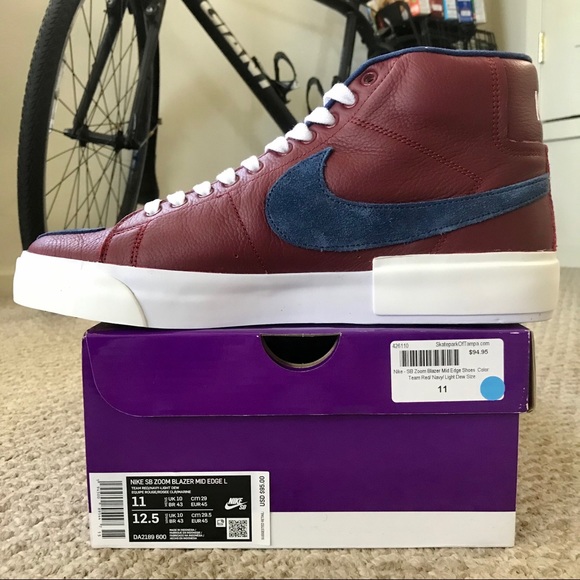 Nike SB Zoom Blazer Mid Edge Team Red Skate Shoes - Picture 7 of 12